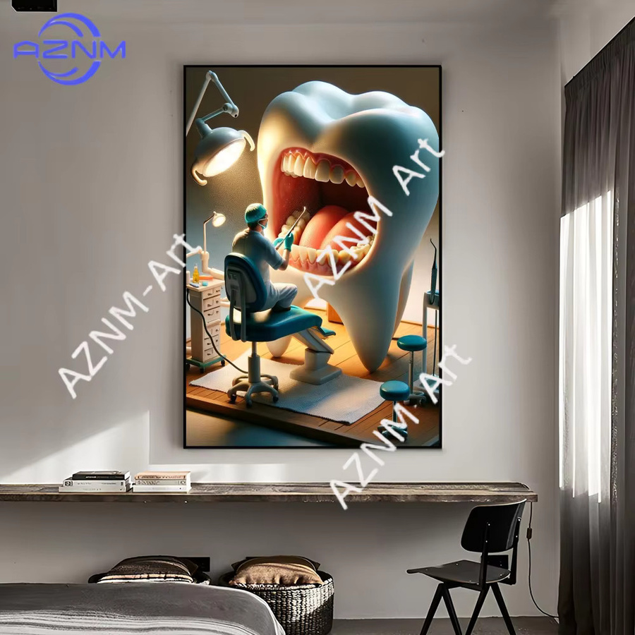 KAYOU Zahnimplantat Wandbild Modernes Abstract Poster aus wasserfestem Papier in Mehrfarbig - Bild 5