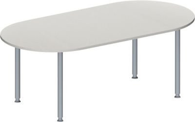 Schäfer Shop Genius Konferenztisch MODENA FLEX, oval, höhenverstellbar, Farbe: lichtgrau/weißaluminium RAL 9006, B: 200 cm, T: 100 cm, H: 72-84 cm - Bild 1