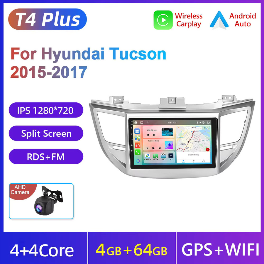 Podofo Drahtloses CarPlay Auto Radio für Hyundai IX35 Tucson 3 (2015-2018) mit 4G, WiFi, Android Auto, GPS und RDS Radio Multimedia-Player - Bild 5