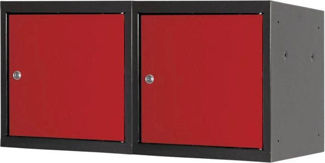 PROREGAL Blocky Schließfachwürfel Set aus 2 Stück mit Zylinderschloss und Schlüsseln, Farbe Anthrazit-Rot, B/T/H: 40 x 40 x 40 cm - Bild 1
