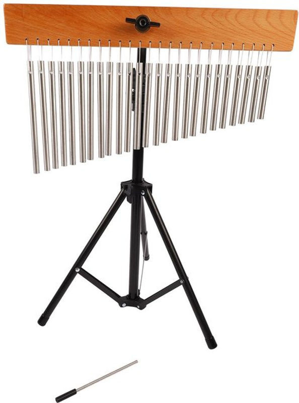 Fishine Windspiel Violon mit Metallstäben und Holzbasis in Silber und Natur - Bild 1