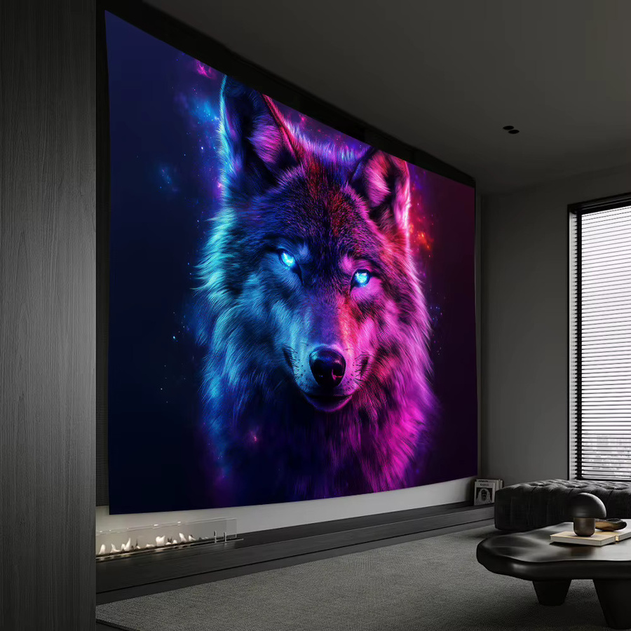 VIKAMA Wolf Totem Wandteppich im nordischen Stil, Mehrfarbig, B: 60 cm, H: 40 cm - Bild 3