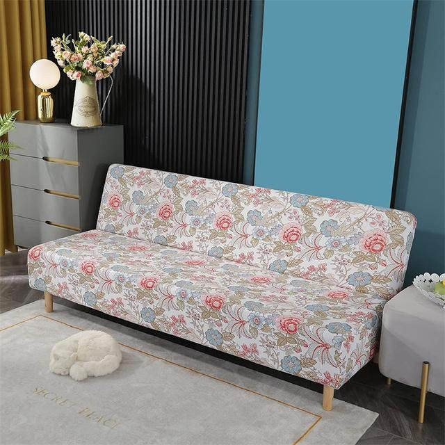 Bohemia Klappsofa-Bettbezug in Multicolour mit floralem Boho-Design, elastischer Spandex-Schonbezug ohne Armlehne, rutschfest und waschbar, für Breiten von 180-210 cm - Bild 1