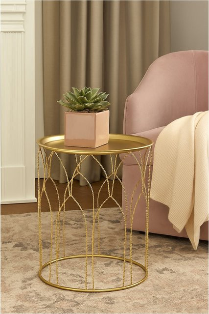 Beistelltisch Lorenz von Möbel direkt online in Gold, modern und rund aus Metall, B/T/H: 44 x 53 x 44 cm - Bild 1