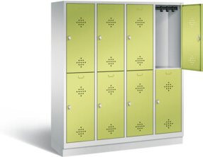 C+P Spind Classic doppelstöckig mit 8 Türen, Korpus Lichtgrau und Front Viridingrün, H: 180 cm, B: 159 cm, T: 50 cm - Bild 1