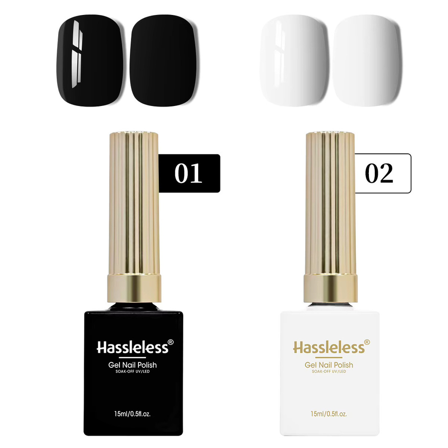 Hassleless Gel-Nagellack-Set, Schwarz-Weiß, 15 ml, glänzend - Bild 6