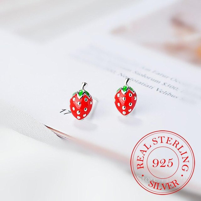 YIRAN Jewelry Ohrstecker 925 Sterling Silber, Erdbeerschliff, Damen - Bild 1