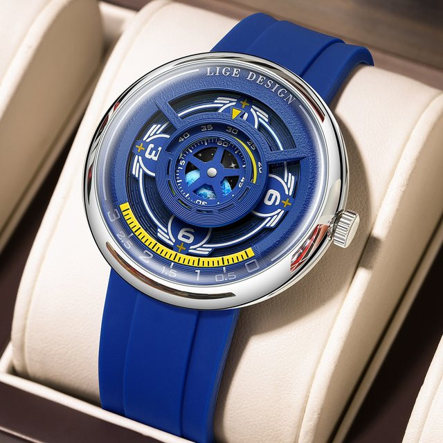 LIGE Armbanduhr, Quarz, Blau, Silikon, Herren - Bild 1