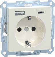 Merten Schuko Steckdose Typ F mit USB Ladegerät in Weiß MEG2367-0319 - Bild 1