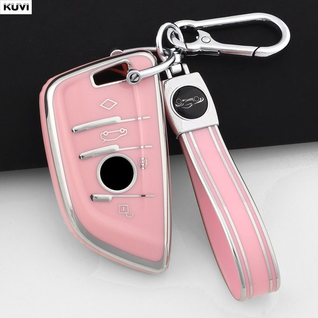 Kuvi Smart Key Schutzhülle aus TPU für BMW X1 X3 X4 X5 X6 3 5 7 Serie in Rosa - Bild 1