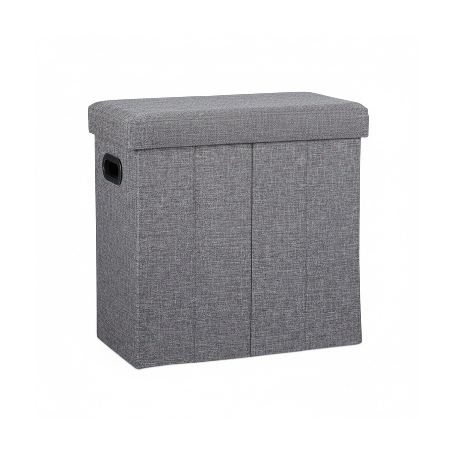 Relaxdays Sitzhocker aus MDF und Polyester in Dunkelgrau, faltbar mit Griffen, B/T/H: 49,5 x 46 x 25,5 cm - Bild 2