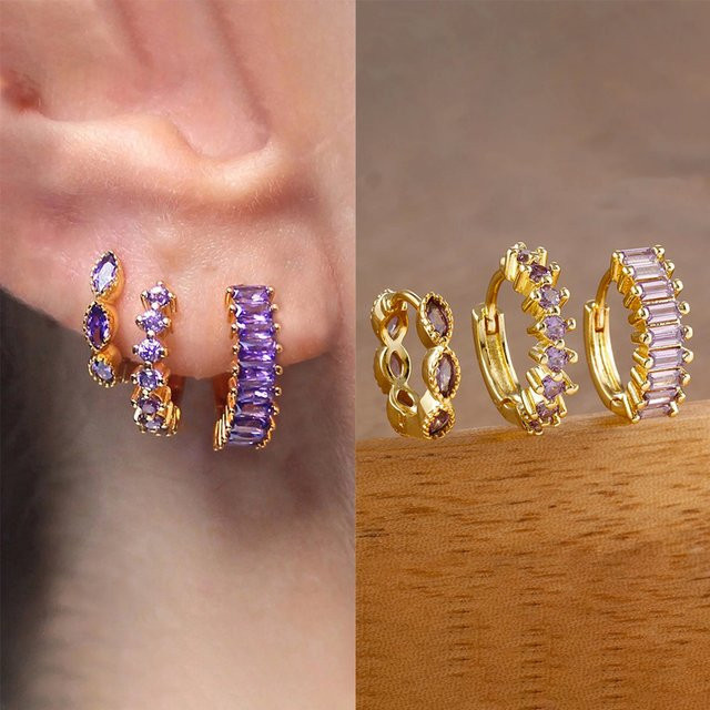 Yuedane Ohrringe Set, Edelstahl, Zirkonia, Gold, Damen - Bild 1