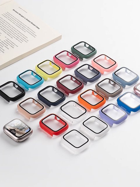 Schutzhülle mit gehärteter Glas-Displayschutzfolie für Apple Watch in Gold, passend für 46 mm, 45 mm, 44 mm, 42 mm, 41 mm und 40 mm Modelle - Bild 1