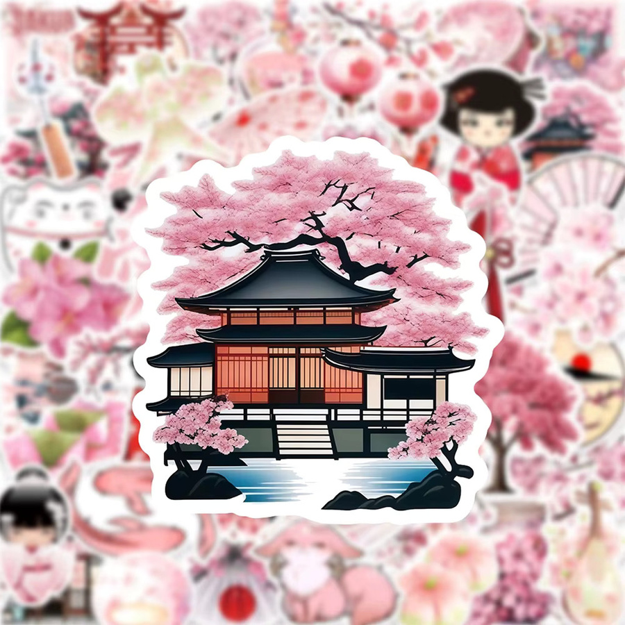 Rspctou Japanische Cartoon-Aufkleber, rosa Kirsch-Aufkleber, 10-teiliges Set - Bild 2
