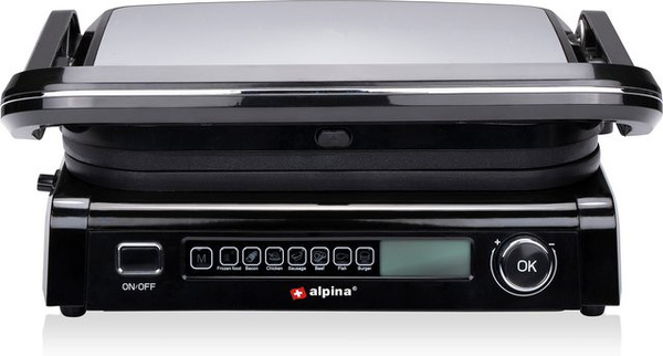 Alpina Kontaktgrill in Edelstahl und Schwarz mit 2100W Leistung