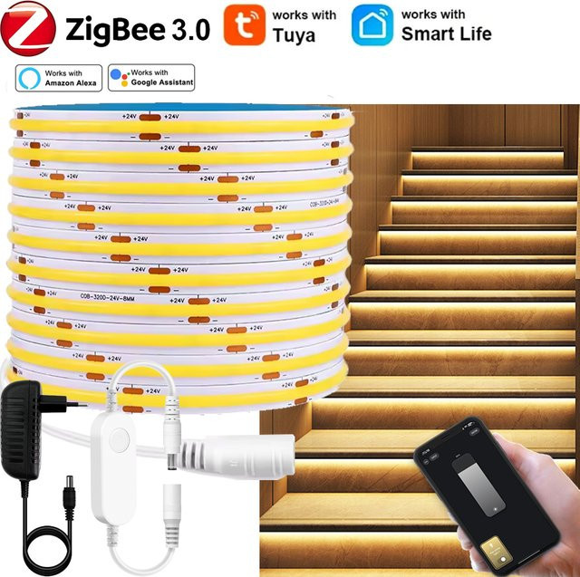 YSRSAI Zigbee 3.0 COB LED-Streifen DC24V Flexibles lineares Licht für Tuya Smartthings 2MQTT dimmbar - Bild 1