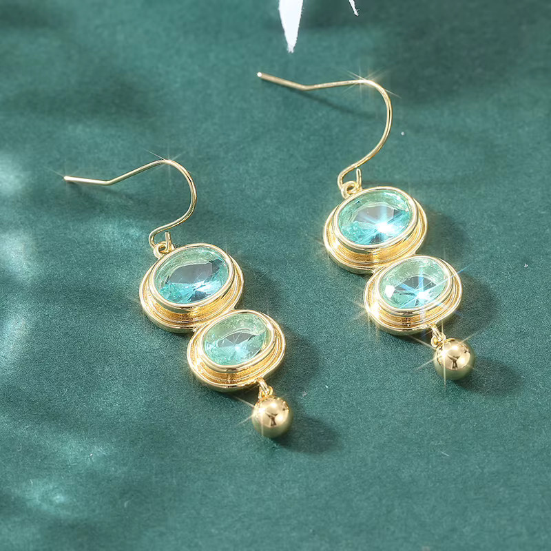 YoYo Haken-Ohrringe, Gold, Blaue Zirkonia, Damen - Bild 4
