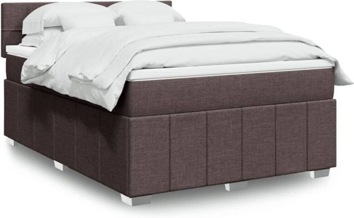 vidaxl Boxspringbett mit Matratze in Braun aus Stoff, B/T/H: 140 x 190 x 100,5 cm - Bild 1