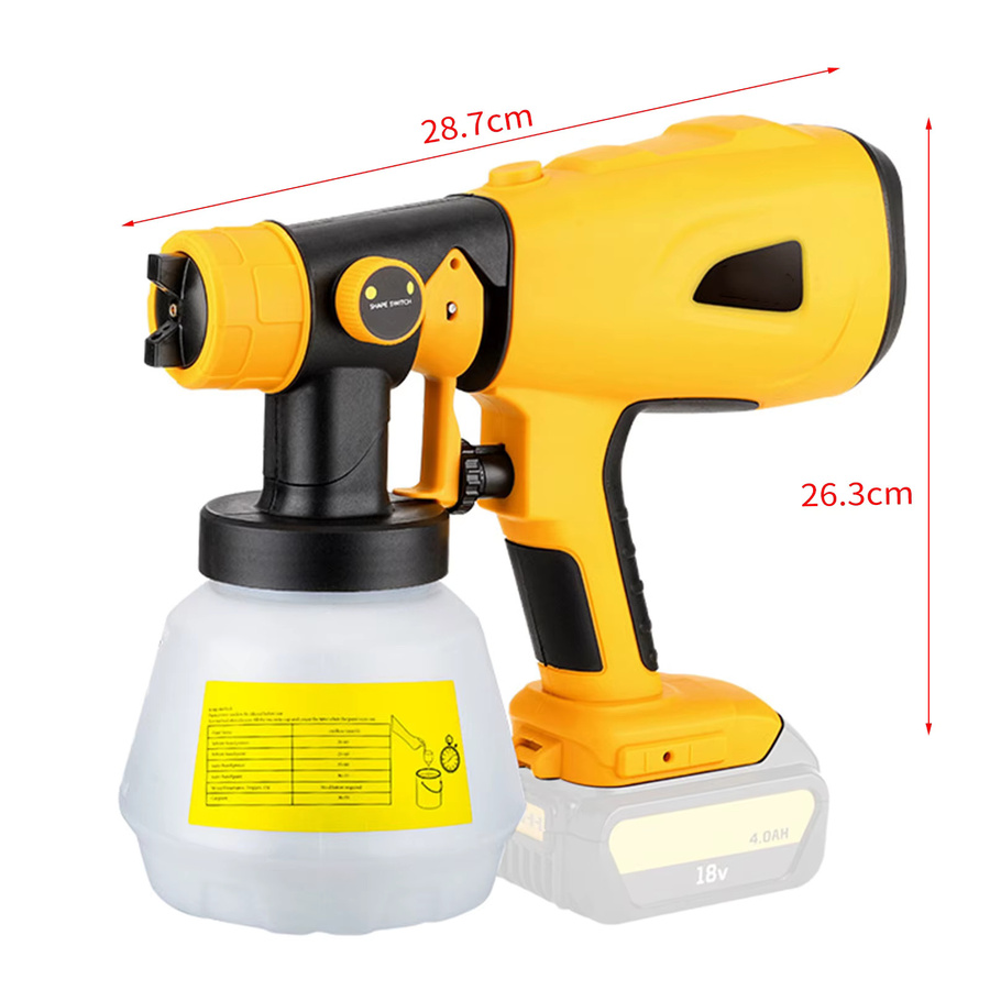 Akku-Farbspritzgerät Gelb kompatibel mit DeWalt und Ryobi 20V Max mit 1000ml Behälter - Bild 2