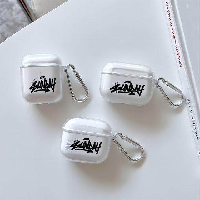Transparente TPU-Schutzhülle mit Graffiti-Text-Muster für Apple AirPods Pro 2, Pro 3 und AirPods 4/3/2/1 - Bild 1