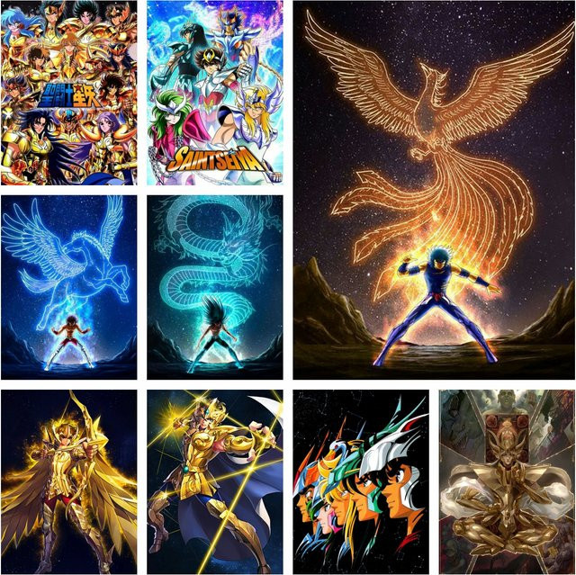 Kayou Saint Seiya Anime 5D DIY Diamant-Stickerei Set, rahmenloses Mosaik-Malset für Kinder, Multicolour, B: 30,0 cm, H: 20,0 cm - Bild 1