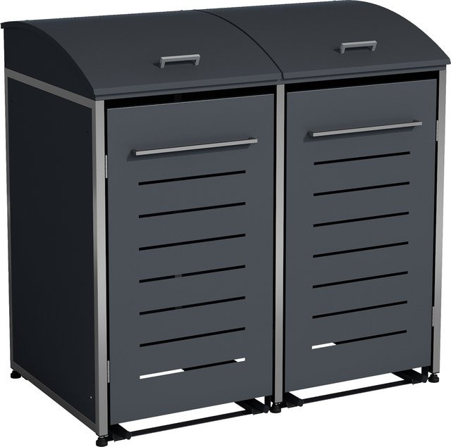 DEGAMO Mülltonnenbox KIEL für 2 Tonnen (120 und 240 Liter) aus Stahl und Edelstahl in Anthrazit, B/T/H: 139 x 83 x 136 cm - Bild 1
