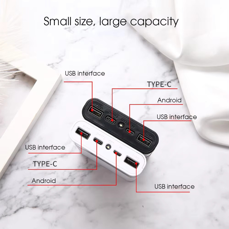 KEBIDUMEI DIY Powerbank-Gehäuse für 4x 18650 Akkus mit Dual USB, Micro USB und Type C, Schwarz, ohne Batterie - Bild 5
