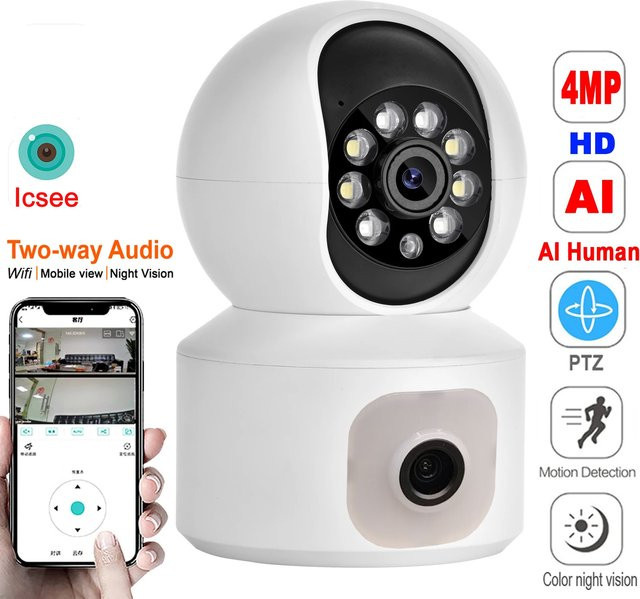 JIENUO HD PTZ WLAN Überwachungskamera mit 360 Grad Rotation und Handy Remote Funktion, Weiß - Bild 1