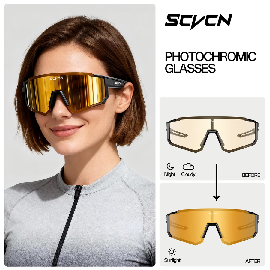 SCVCN Sportsonnenbrille Photochrome, Unisex, Vollrand, Kunststoff - Bild 1