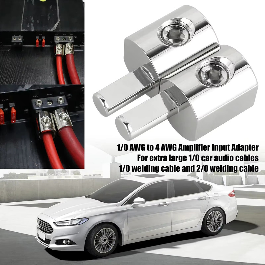 Everso 2er-Set Auto Audio Stromkabel-Adapter von 1/0 Gauge auf 0 Gauge aus reinem Kupfer in Silber - Bild 2