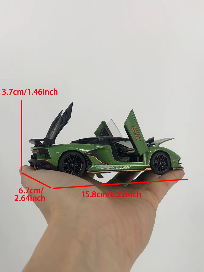 Heimanba Lamborghini Aventador SVJ63 Roadster Modellauto, 1:32, Metall, Schwarz - Bild 2