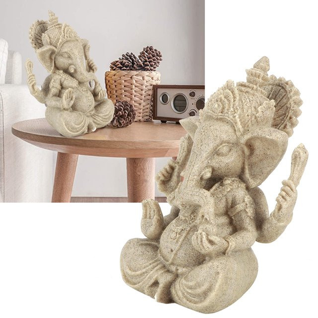 Ganesha Skulptur von Fdit als Elefanten-Statue aus Sandstein und Harz für dein Fengshui und deine Wohnkultur - Bild 1