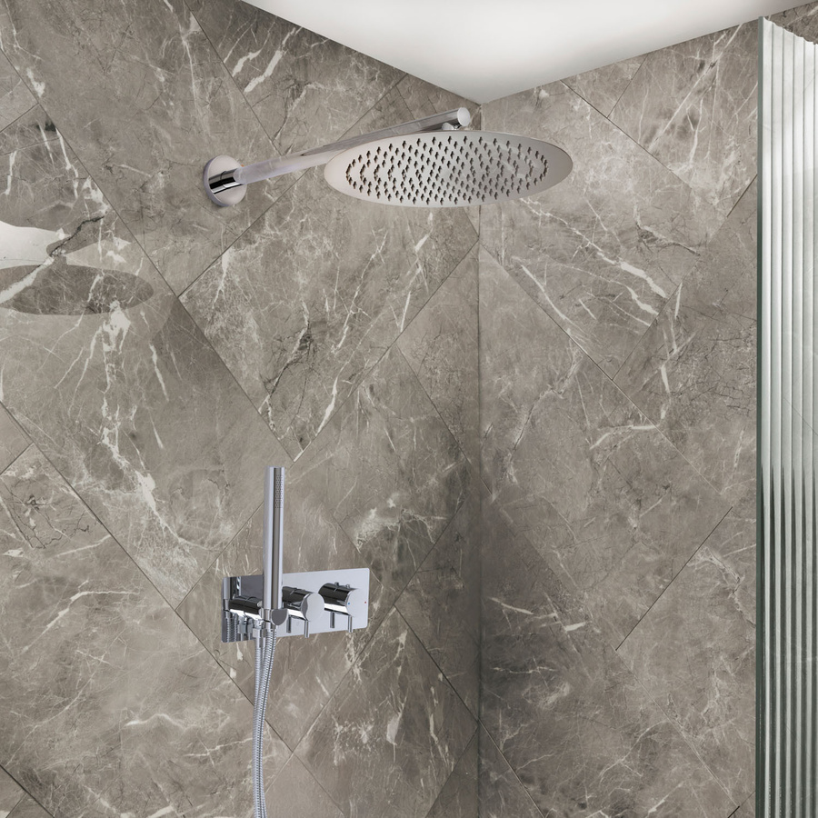 HudsonReed Unterputz-Thermostat mit Umsteller, Regendusche und Handbrause in Chrom - Bild 1