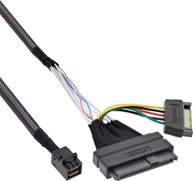 InLine U.2 Anschlusskabel für SSD mit SFF-8639 auf SFF-8643 plus Strom, Schwarz, Länge: 0,75 m - Bild 1