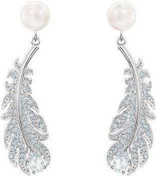 Swarovski Hängende Ohrringe, Perle, Weiß, Damen, Edelstahl - Bild 1