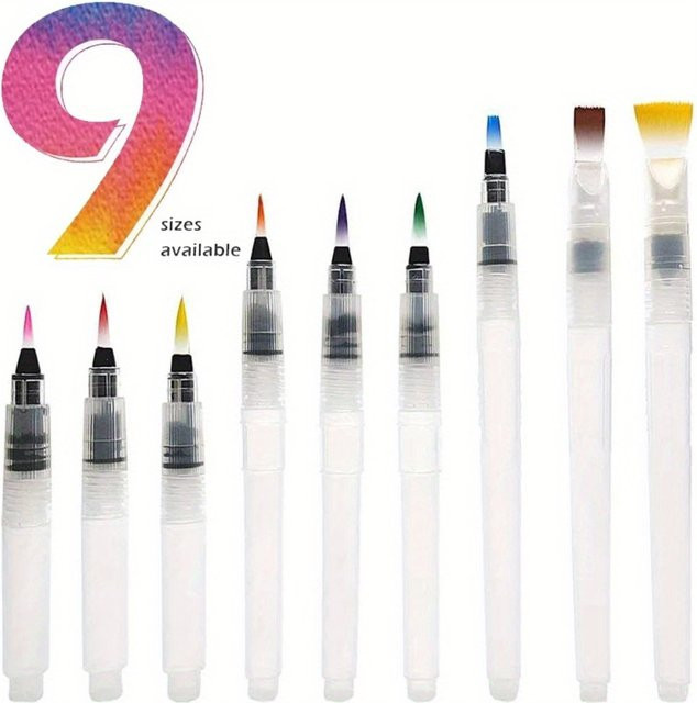 TWBEB Aquarellpinsel-Set, wasserlöslicher Buntstift-Aquarellpinsel, 9-teiliges Set - Bild 1