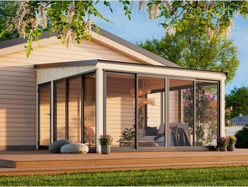Palmako Gartenhaus Lumi Slide mit Pultdach aus Fichtenholz in Natur - Bild 1