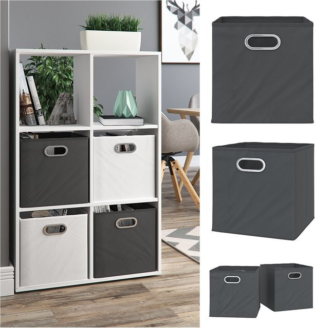 VICCO 2er Set Faltboxen aus Stoff in Anthrazit mit Griffen, B/T/H: 30 x 30 x 30 cm - Bild 1