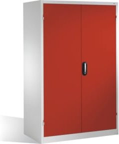 C+P Schwerlast-Werkzeugschrank XXL mit Drehtüren, 4 Regalböden und Schloss, Farbe Rubinrot und Lichtgrau, H: 195 cm, B: 120 cm, T: 80 cm - Bild 1