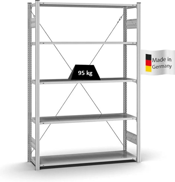 PROREGAL Profi Lagerregal Stecksystem T-Profil Grundregal verzinkt H x B x T: 200 x 130 x 40 cm - Bild 1