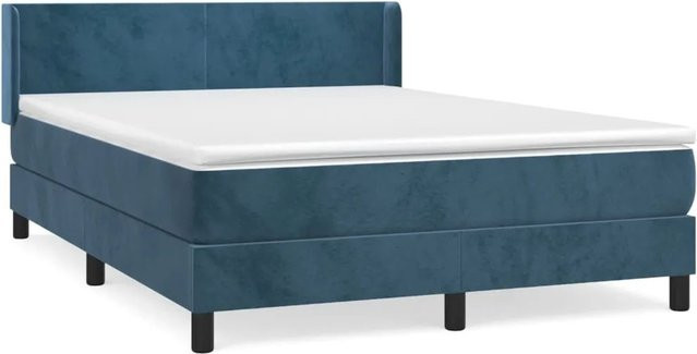 vidaXL Boxspringbett mit Matratze Dunkelblau Samt B/T: 140 x 200 cm - Bild 1