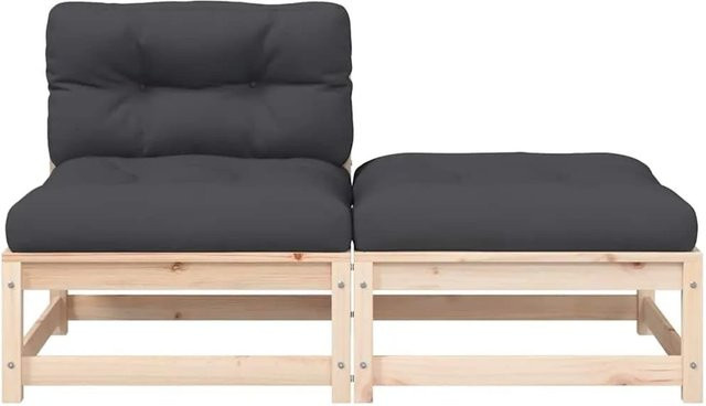 vidaXL Gartensofa aus Kiefernholz mit Kissen und Hocker in Anthrazit, Schwarz oder Grau - Bild 1