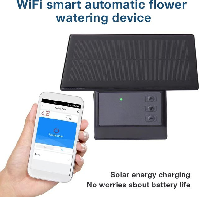 JUANJUAN Solar Automatisches Bewässerungssystem mit Tuya WIFI App-Steuerung, Smartes Tropfbewässerungs-Kit mit Timer in Schwarz - Bild 1
