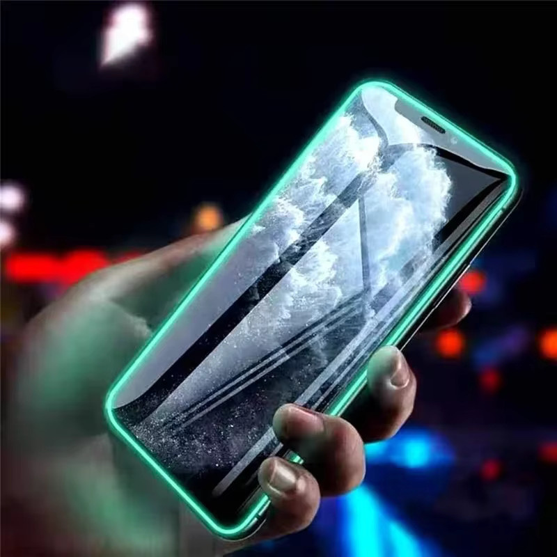 3er-Set Leuchtende Displayschutzfolie aus gehärtetem Glas für Apple iPhone 12 13 14 15 16 17 Pro Max Plus Mini in Transparent und Grün - Bild 3