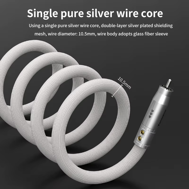 Xangsane Koaxial-Audiokabel aus reinem Silber mit rhodiniertem Platin-Stecker, 75 Ohm, für SPDIF-Digitaldekodierungsverstärker, Farbe: Silber - Bild 5