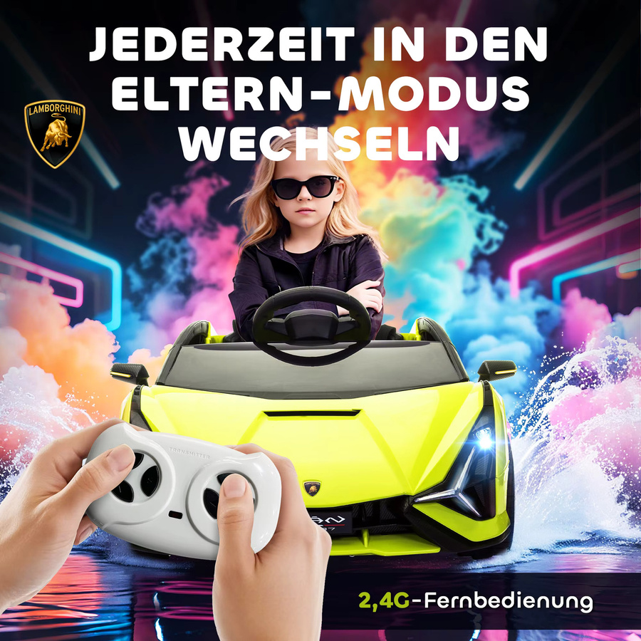 HOMCOM Lamborghini Kinder Elektroauto mit Licht und Sound, Grün - Bild 5