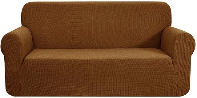 RTTIME Stretch-Polar-Fleece Sofabezug für 4-Sitzer Ecksofas in Hellbraun - Bild 1