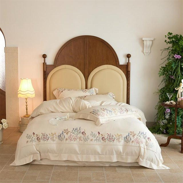 Bin Chi Textiles Bettwäsche-Set aus Baumwolle und Leinen mit floraler Stickerei in Beige, 4-teilig, B/H: 200 x 230 cm - Bild 1