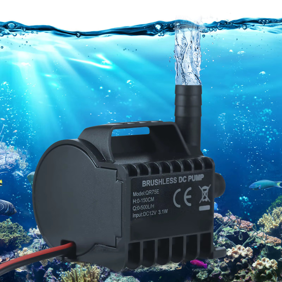 Tauchfähige 12V elektrische Wasserpumpe in Schwarz mit 500L/H Förderleistung und 1,5m Förderhöhe - Bild 2