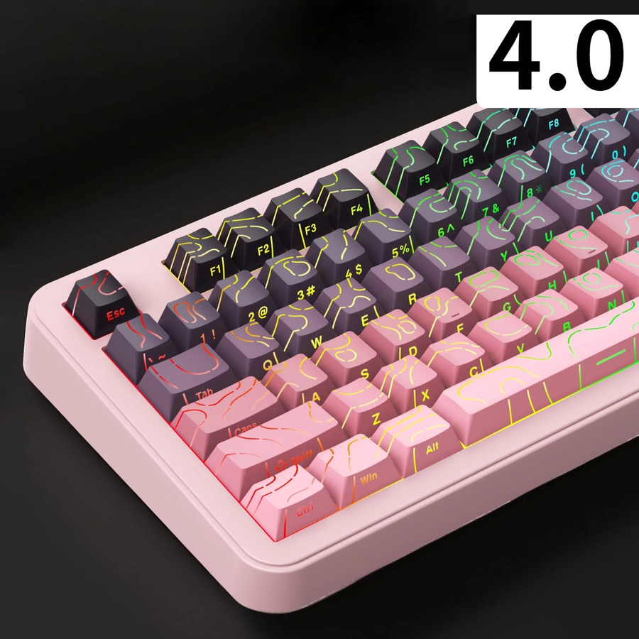 Cherry Profile PBT Double Shot Tastenkappen Blackberry Topographic 4.0 Side Print RGB-Tastenkappen in Schwarz und Multicolour für MX Switches Gaming-Tastaturen - Bild 3